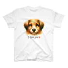 癒しの場｜Healing Placeのかわいい犬のI love youのメッセージグッズ スタンダードTシャツ