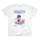 みつ・みねぐち8163のスク水エンジェル　青 スタンダードTシャツ