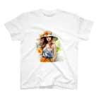 Decor&LuxuryVenusのLovely Flower-Hat Girl in Nature Regular Fit T-Shirt