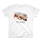 マイクロブタのまっはくんのI'm sleepy. スタンダードTシャツ