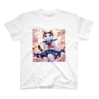 ParadigmStar　パラダイムスターの桜咲く華の学生猫 sakura スタンダードTシャツ