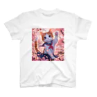 ParadigmStar　パラダイムスターの桜咲く華の学生猫 hana Regular Fit T-Shirt