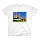空想ロゴの淀川の風景 赤側鉄橋 スタンダードTシャツ