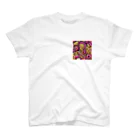 saqui.comのピンクと黄色のアフリカンプリント Regular Fit T-Shirt