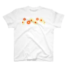 kazeou（風王）のレトロ風花(8枚)黄・オレンジ スタンダードTシャツ