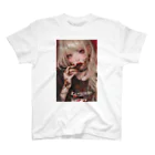 KAMIBUKROのチョコを食べる美女 スタンダードTシャツ