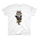 Y'z Fashion Hideoutの飛びつく猫 スタンダードTシャツ