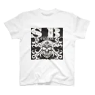 Ａ’ｚｗｏｒｋＳのSKULL&BONE TRIBAL GRUNGE WHT ON BLK スタンダードTシャツ