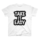 QUQU_WORKSのテイクイットイージー Take It Easy ブラック Regular Fit T-Shirt