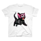 KVM｜kitten ＊ venetian-maskの仮面の黒猫 (透過/跳跃) スタンダードTシャツ