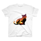 猫との風景の夕焼けと猫と猫002 スタンダードTシャツ