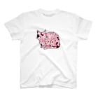 parucatsの桜猫Tシャツ【cherry blossom cat】sit Regular Fit T-Shirt