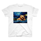 Dog Art Museumの【星降る夜 - ヨークシャーテリア犬の子犬 No.1】 スタンダードTシャツ