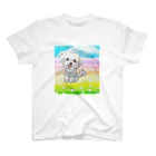 HI-KUN ART MUSEUM　　　　　　　　(ひーくんの美術館)の犬と花畑 スタンダードTシャツ