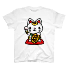 お絵かき屋さんの招き猫（右手/金運を招く）縁起物 スタンダードTシャツ