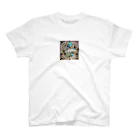 moonlightcatのステンドグラス風の月と桜④ Regular Fit T-Shirt