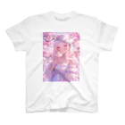 AQUAMETAVERSEの桜の下の少女幸せいっぱい　なでしこ1478 スタンダードTシャツ