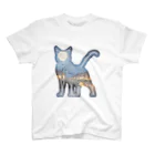 猫との風景の風景_夜景と猫002 Regular Fit T-Shirt