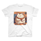 love_fatcatの寝ぼけているぽっちゃり猫 スタンダードTシャツ