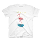 みかんのぺんきの一筆書きアート【フラミンゴ】mikannopenki Regular Fit T-Shirt