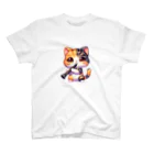 吹奏楽デザインのクラリネット ×猫1 スタンダードTシャツ