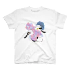ぴよ手帖 | シマエナガ雑貨のあじさいとシマエナガ_かさ＠ぴよ手帖 | シマエナガ雑貨 Regular Fit T-Shirt