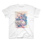 AQUAMETAVERSEの花束を持つた少女　なでしこ1479 スタンダードTシャツ