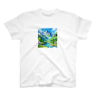 snow-birdの春の川辺と山の風景 Regular Fit T-Shirt