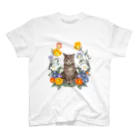 MIdesignの花と猫 Regular Fit T-Shirt