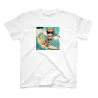 ハワイライフのSURFING猫（女の子バージョン） スタンダードTシャツ