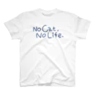 TomoshibiのNo Cat, No Life. ブルーロゴ Regular Fit T-Shirt