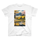 JapanCarStyleの黄色いスポーツカーと日本の風景3 スタンダードTシャツ