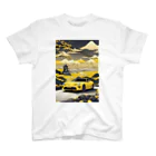 JapanCarStyleの黄色いスポーツカーと日本の風景4 スタンダードTシャツ