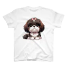 PALA's SHOP　cool、シュール、古風、和風、ねこ、ワンちゃん、ウサギさん、野鳥。のかわいいShih Tzu　pappy Regular Fit T-Shirt