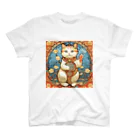 ゆまちゃんの開運雑貨屋さんの人を招く左手招き猫ミュシャ風 スタンダードTシャツ