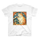 ゆまちゃんの開運雑貨屋さんの金運招く猫ミュシャ風 Regular Fit T-Shirt