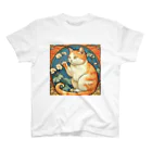 ゆまちゃんの開運雑貨屋さんの金運招く猫ミュシャ風 スタンダードTシャツ