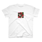 オンラインショップイエローリーフの赤色の花ハイビスカス スタンダードTシャツ