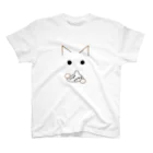 兎猫庵のオカリナ猫(オカリナ白) スタンダードTシャツ