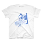 汀屋の魚文字・鯛（たい）・青色 スタンダードTシャツ
