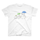 ぽこじろう雑貨店  mili mili (ミリミリ)の雨の日の小動物 スタンダードTシャツ