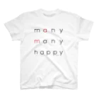 Nobby's SUZURI shopの（黒文字Ver.）many many happy Regular Fit T-Shirt