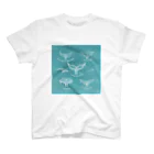 ラシマ工房のWhales Tail Collection1  retro blue スタンダードTシャツ