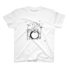 なで肩うさぎの美香堂のドラムを叩くねこ　白T版 Regular Fit T-Shirt