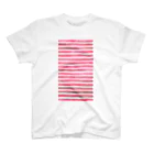 Teatime ティータイムのピンク ストライプ 水彩 絵の具 Regular Fit T-Shirt