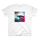 切り絵草太の泳ぐペンギン Regular Fit T-Shirt