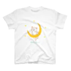 Atelier-Queueの月と白柴 スタンダードTシャツ