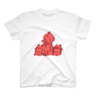 nemonemonemoのBABY & CATS IN RED (SITTING) Regular Fit T-Shirt