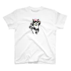 キクヤの踊る　ねこまた　白黒 スタンダードTシャツ