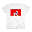 Mix Dog ITEM SHOP MUGIのRED Mix DOG 雑種犬 プリントTシャツ あくびver スタンダードTシャツ